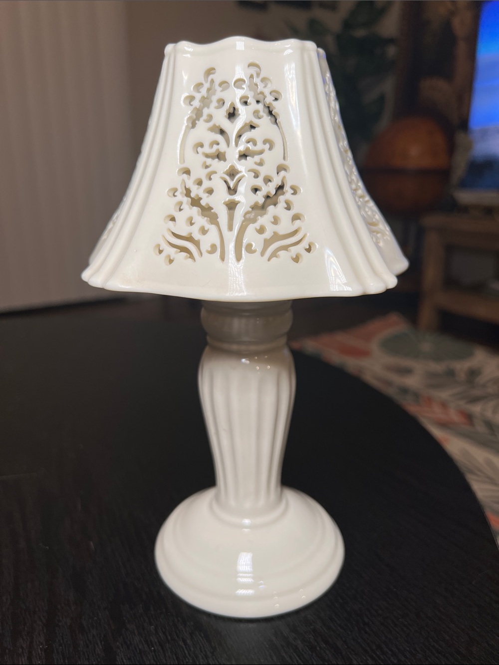 Yankee Candle Ivory Cream Ceramic Cutout Candle Holder Fairy Lamp